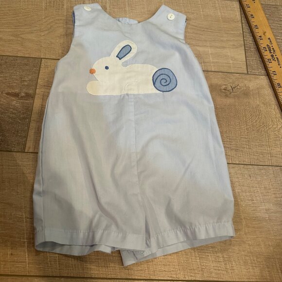 PETIT POMME BOYS ONE PIECE BLUE BUNNY OUTFIT 9M - Picture 2 of 4